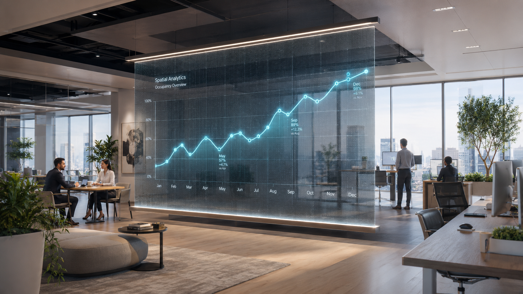 Line chart spatial analytics concept
